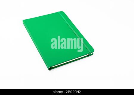 Closed green leather diary with trim and separator to make a mockup as a merchandising product Stock Photo