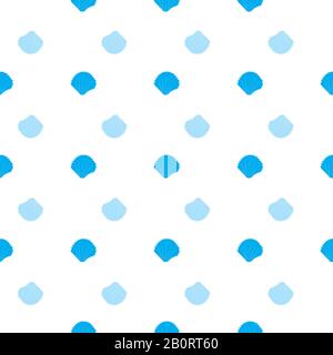 Sea shells on beach seamless vector pattern background. Hand drawn line art. Monochrome geometric mussel repeat backdrop. Marine illustration all over Stock Vector