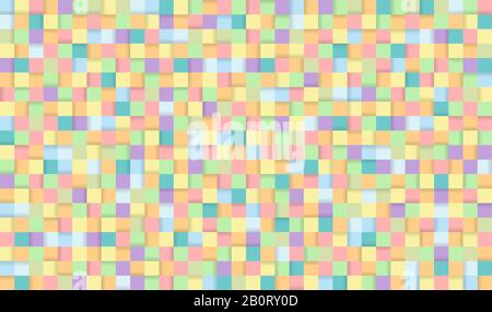 Abstract pixel background illustration. Seamless colorful squares background with shadows. Stock Vector