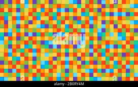 Pixel style colorful background with shadows. Colored squares abstract background. Stock Vector