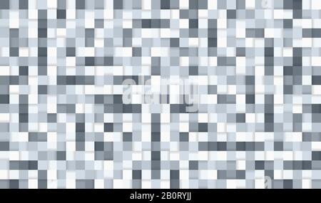 Abstract tiles background illustration. Seamless grayscale squares background with shadows. Stock Vector