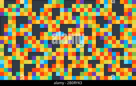 Abstract colorful geometric pixel background. Pattern design for banner, poster, flyer, card, postcard, cover, brochure. Stock Vector