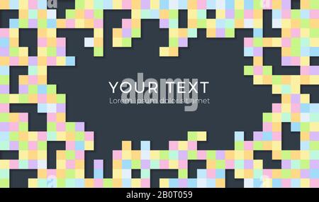Abstract background with scattered mosaic pieces. Seamless colorful pixel background with space for text. Stock Vector
