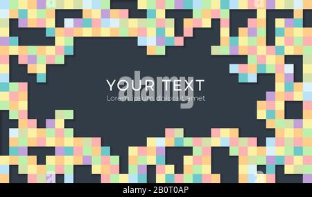 Abstract pixel background illustration. Seamless colorful squares background with shadows and empty space for text. Stock Vector