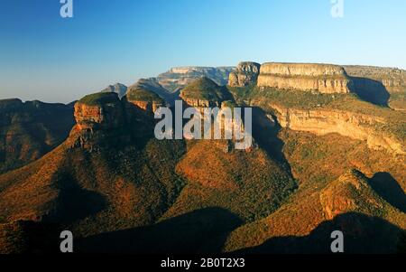 Blyde River Canyon with three Rondavels, South Africa, Graskop, Blyde River Canyon Nature Reserve Stock Photo
