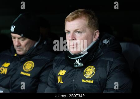 Copenhagen, Denmark. 20th Feb, 2020. Celtic manager Neil Lennon seen during the UEFA Europa League match between FC Copenhagen and Celtic at Telia Parken in Copenhagen. (Photo Credit: Gonzales Photo/Alamy Live News Stock Photo