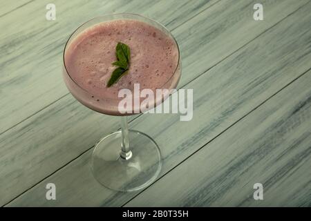 Pink pomegranate mocktail drink, top view Stock Photo