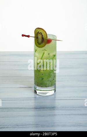 Tequila green Kiwi Smash Cocktail Stock Photo