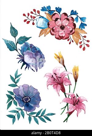 Vector floral set. floral collection with leaves and flowers, drawing  doodle. Spring or summer design for invitation, wedding or greeting cards  12272368 Vector Art at Vecteezy