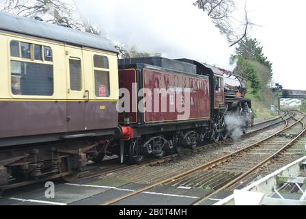 Steam locomotive 2253 Omaha operating as part of Dartmouth Steam Railway, at Paignton, Devon, England, UK. Stock Photo