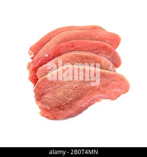 Turkey escalope against white background Stock Photo