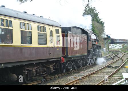 Steam locomotive 2253 Omaha operating as part of Dartmouth Steam Railway, at Paignton, Devon, England, UK. Stock Photo