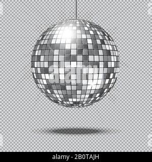 Mirror glitter disco ball vector illustration. Disco glitter ball for club decoration, shine and bright ball Stock Vector