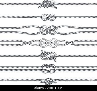 Rope knot sketch. Marine string. Hand drawn navy symbol Stock Vector ...