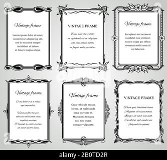 Retro classic borders and calligraphic old wedding photo frames vector collection. Frame classic for wedding or menu, illustration of template ornament frame Stock Vector