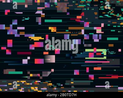 Digital glitch screen effect. Glitched video information vector background. Monitor screen glitch noise, illusration of digital noise Stock Vector