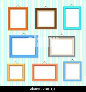 Retro picture image cartoon frames vector set. Frame for image picture, illustration of empty framework gallery Stock Vector