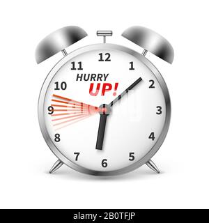 Hurry up vector concept background with alarm clock. Illustration of clock and time, hurry up alarm Stock Vector