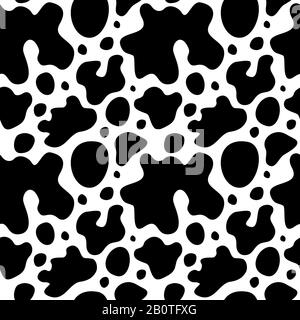 Cow skin texture with spots vector seamless pattern. Cow pattern skin, illustration of dalmatian pattern skin Stock Vector