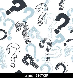 Doodle interrogation marks vector seamlles background. Endless pattern with sketch question mark. Seamless sketch pattern with question mark illustration Stock Vector