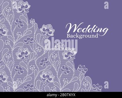 Wedding floral vector background with lace pattern. Wedding lace ornament textile illustration Stock Vector
