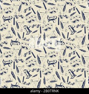 Vintage theatre seamless pattern design with masks. Seamless background, vector illustration Stock Vector