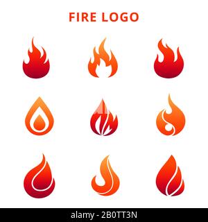 Colorful flame of fire for logo badge or label isolated on white background. Vector illustration Stock Vector