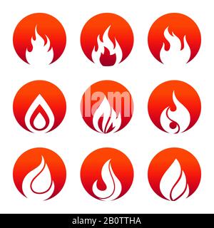 Fire flame icon in flat style isolated on white background. Fire symbol ...