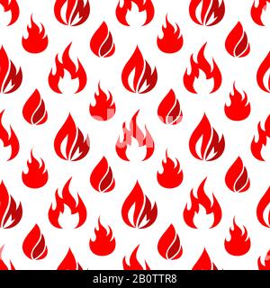 Red fire seamless pattern design - flame seamless texture. Background texture abstract with red flame. Vector illustration Stock Vector