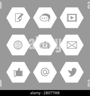 Social media and network icons set. Communication set of icons, vector illustration Stock Vector
