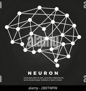 Abstract line brain neural network chalkboard poster design. Vector illustration Stock Vector