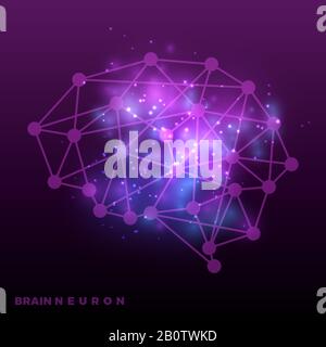 Abstract brain neural network and universe bakground. Brain net neural, vector illustration Stock Vector