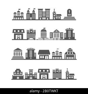Modern urban city landscapes on white background. Architecture urban white and black, vector illustration Stock Vector