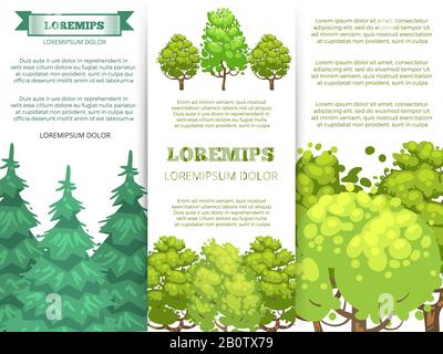 Eco banner template - forest banners with colorful trees design. Background banner card green forest illustration vector Stock Vector