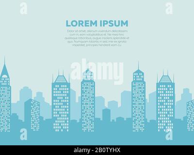 City landscape background - poster with downtown silhouettes. Architecture cityscape, vector illustration Stock Vector