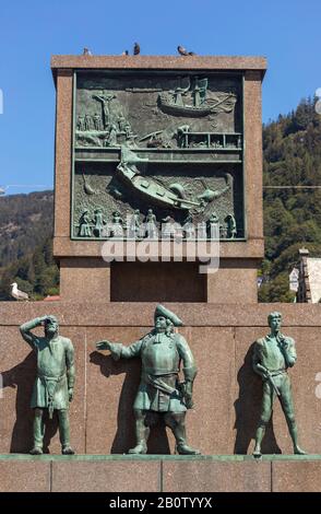BERGEN, NORWAY - Sailor's Monument at Torgallmenningen Square, in central Bergen. Stock Photo