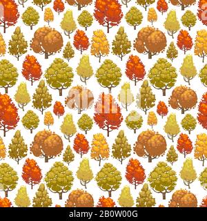 Colorful autumn forest seamless pattern design. Background with trees. Vector illustration Stock Vector