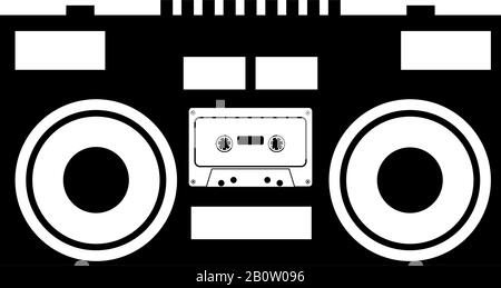 Cassette recorder Mobile stereo music icon black color vector illustration flat style simple image Stock Vector