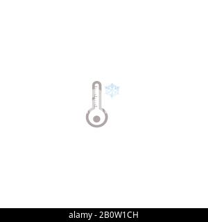 Cold temperature - vector flat icon with snowflake Stock Vector