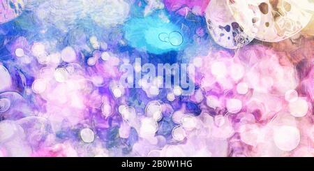 Abstract illustration of blue, green, orange, yellow Watercolor background. Stock Photo