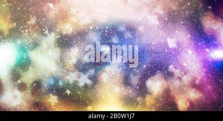 Abstract illustration of blue, green, orange, yellow Watercolor background. Stock Photo