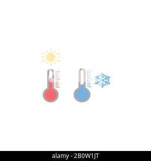 Vector collection of flat weather forecast icons - thermometers Stock Vector