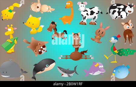 animals cute comic vector art Stock Vector