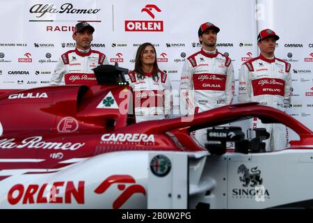 Kimi Raikkonen (L) and Antonio Giovinazzi Alfa Romeo Sauber Montmelo ...