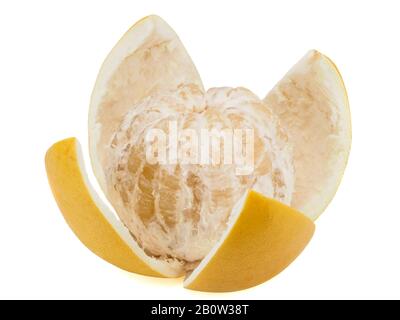 peeled pamelo on a white background Stock Photo