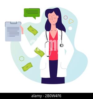 Doctor healthcare billing money payment business concept of ethic in medical billings Stock Vector