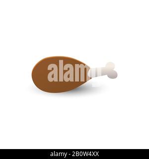 Vector chiken leg in flat style isolated Stock Vector
