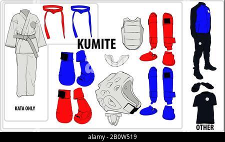 set karate ewuipment Stock Vector