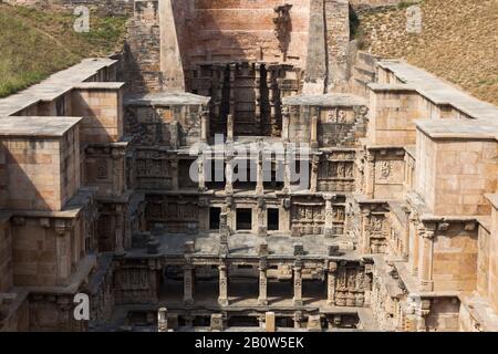 old architectural marvel Stepwell at Rani ki Vav in Patan, Gujarat, India, Asia. Stock Photo