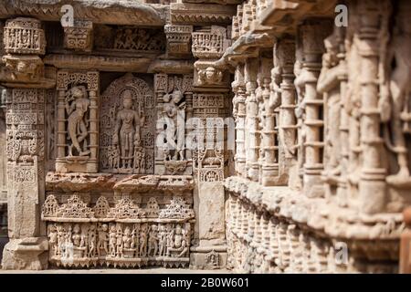 old architectural marvel Stepwell at Rani ki Vav in Patan, Gujarat, India, Asia. Stock Photo